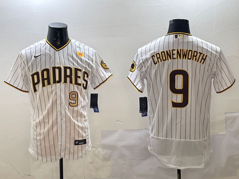 Men San Diego Padres #9 Cronenworth White Stripe Elite 2025 Nike MLB Jersey style 9->san diego padres->MLB Jersey